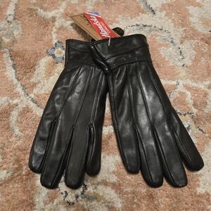 Black Wool Lined Leather Gloves